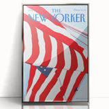 Vintage New Yorker Poster – American Flag in the Wind Art Print