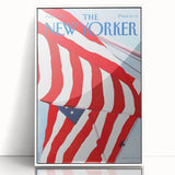 Vintage New Yorker Poster – American Flag in the Wind Art Print