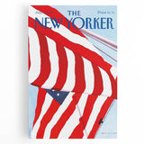 Vintage New Yorker Poster – American Flag in the Wind Art Print