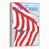 Vintage New Yorker Poster – American Flag in the Wind Art Print