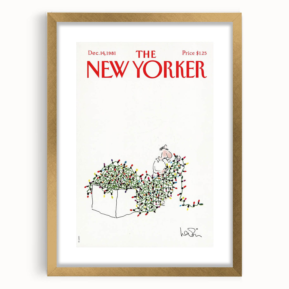 Vintage New Yorker Poster - Iconic Christmas Lights Illustration
