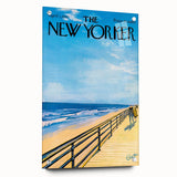 Vintage New Yorker Poster - Beach Walk Scene by the Ocean