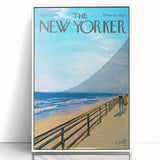 Vintage New Yorker Poster - Beach Walk Scene by the Ocean