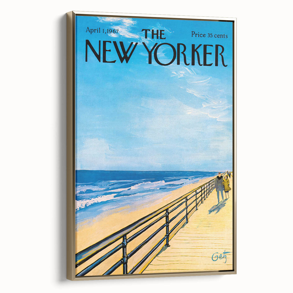 Vintage New Yorker Poster - Beach Walk Scene by the Ocean