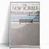 Vintage New Yorker Poster - Waterfront Bench View