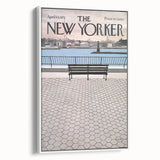 Vintage New Yorker Poster - Waterfront Bench View