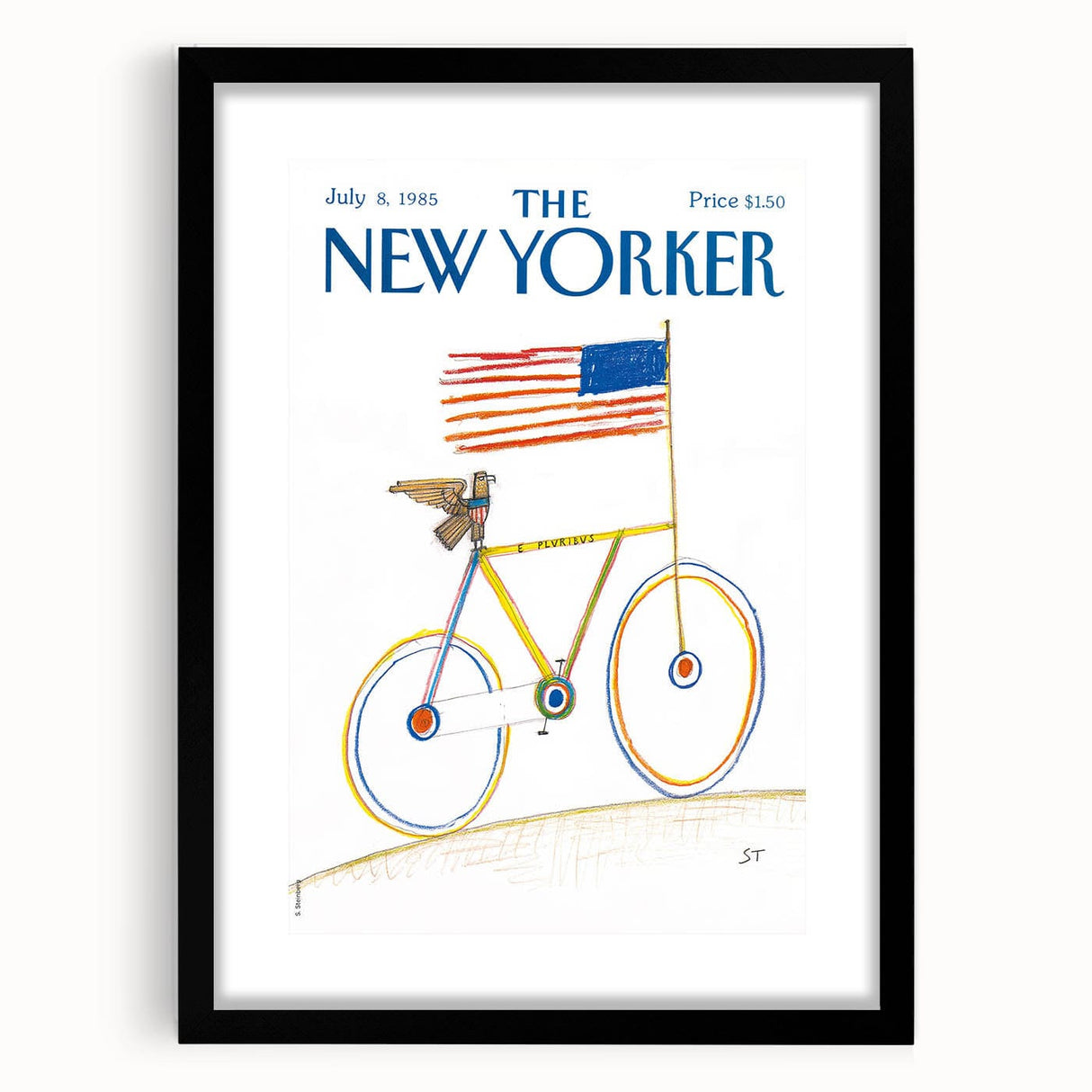 Vintage New Yorker Poster - Iconic American Eagle Bike Art