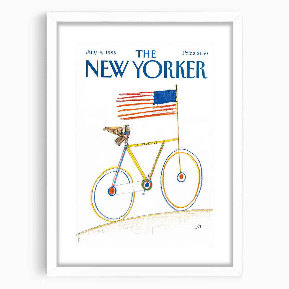 Vintage New Yorker Poster - Iconic American Eagle Bike Art