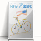 Vintage New Yorker Poster - Iconic American Eagle Bike Art