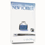 Vintage New Yorker Poster - Cosmic Ink Bottle & Constellation Art