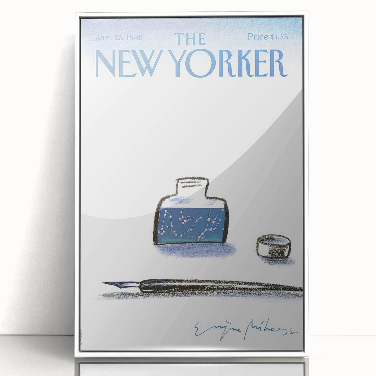 Vintage New Yorker Poster - Cosmic Ink Bottle & Constellation Art
