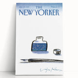 Vintage New Yorker Poster - Cosmic Ink Bottle & Constellation Art