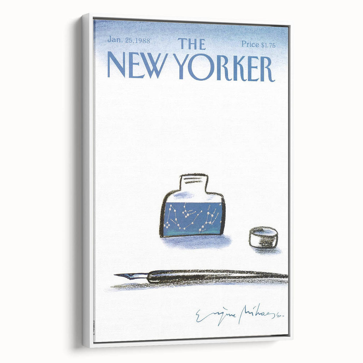 Vintage New Yorker Poster - Cosmic Ink Bottle & Constellation Art