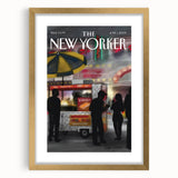 Vintage New Yorker Poster - Nighttime Street Food Scene Art