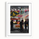 Vintage New Yorker Poster - Nighttime Street Food Scene Art