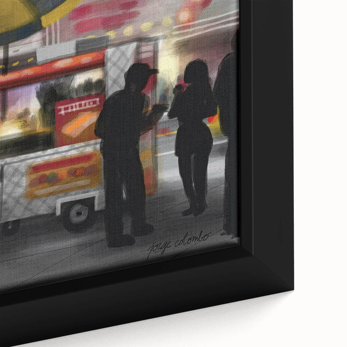 Vintage New Yorker Poster - Nighttime Street Food Scene Art
