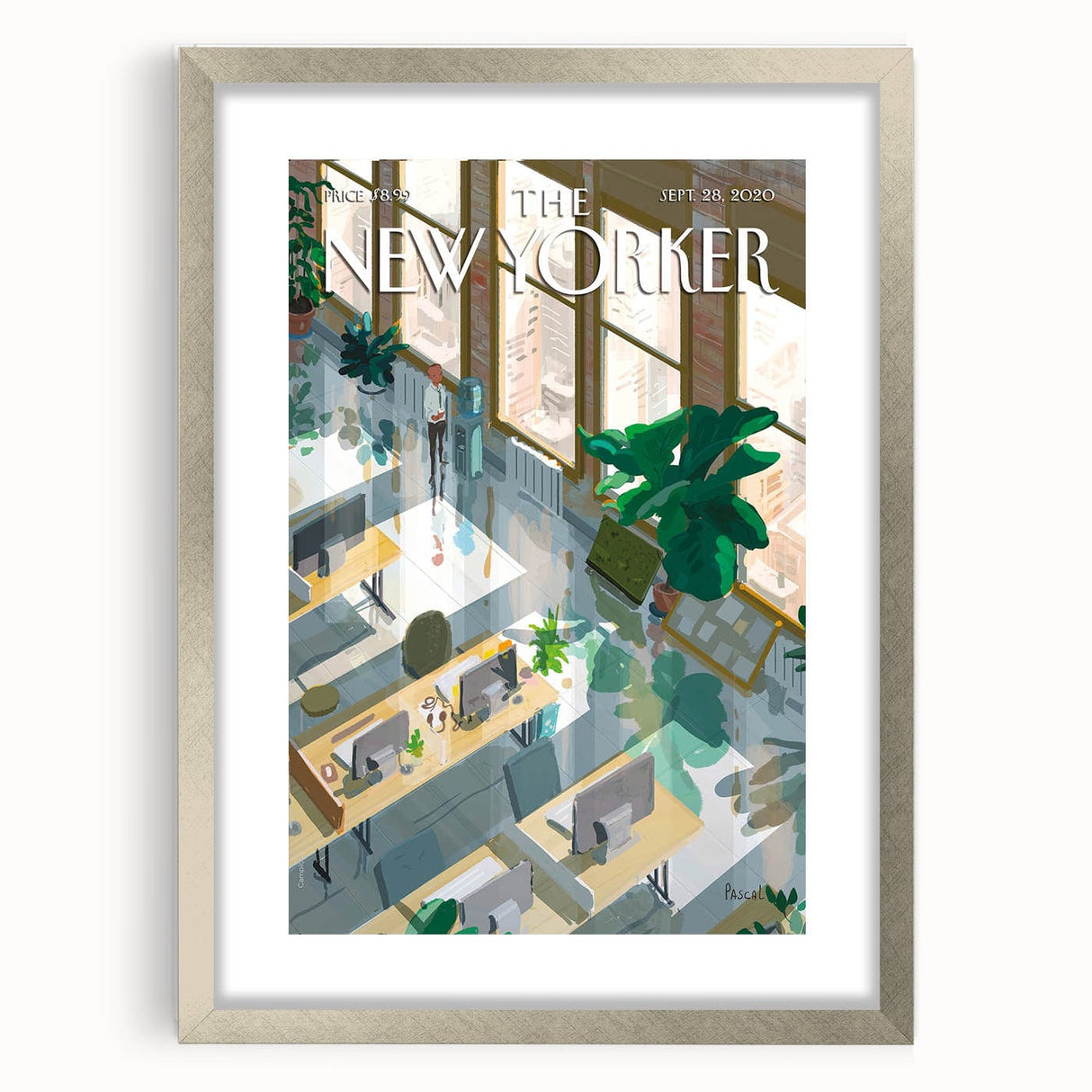 Vintage New Yorker Poster - Modern Office & Plants Art Print