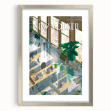Vintage New Yorker Poster - Modern Office & Plants Art Print