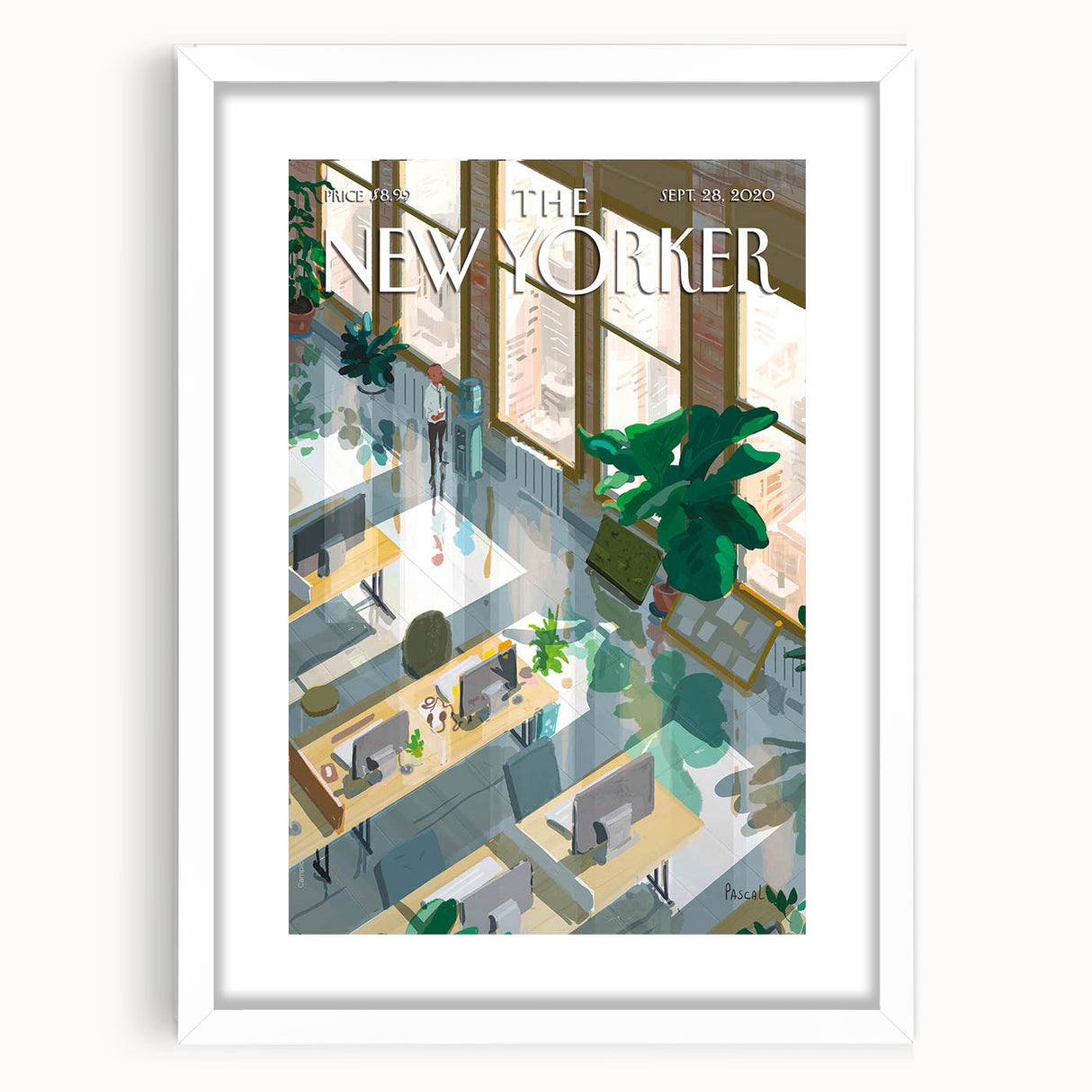 Vintage New Yorker Poster - Modern Office & Plants Art Print