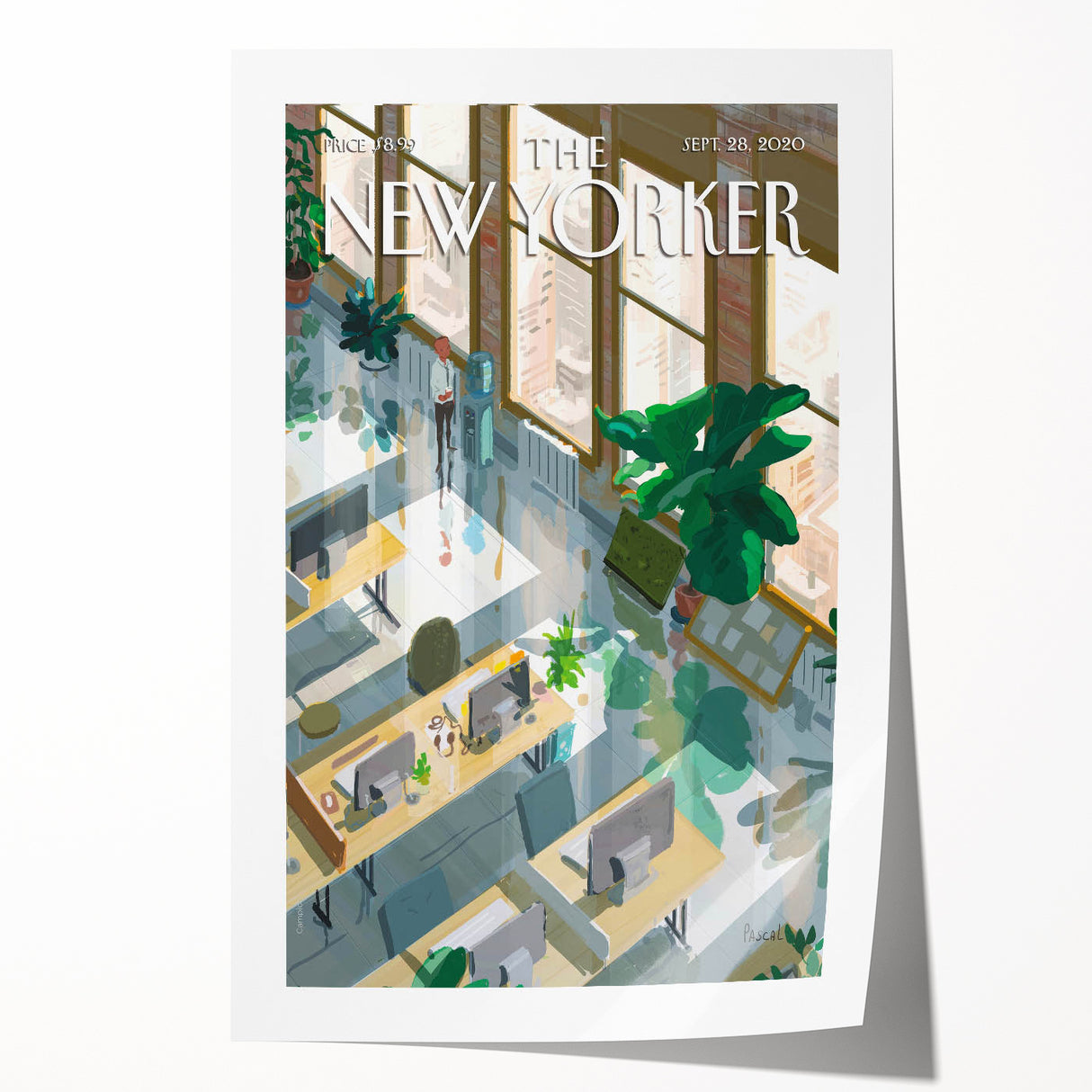 Vintage New Yorker Poster - Modern Office & Plants Art Print