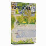 Vintage New Yorker Magazine Poster - Poolside Paradise Artwork