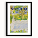 Vintage New Yorker Magazine Poster - Poolside Paradise Artwork