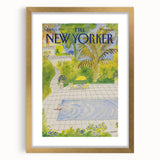 Vintage New Yorker Magazine Poster - Poolside Paradise Artwork