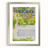 Vintage New Yorker Magazine Poster - Poolside Paradise Artwork