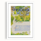 Vintage New Yorker Magazine Poster - Poolside Paradise Artwork