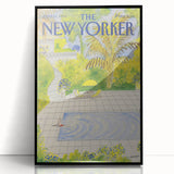 Vintage New Yorker Magazine Poster - Poolside Paradise Artwork