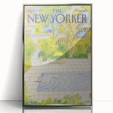 Vintage New Yorker Magazine Poster - Poolside Paradise Artwork