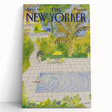Vintage New Yorker Magazine Poster - Poolside Paradise Artwork