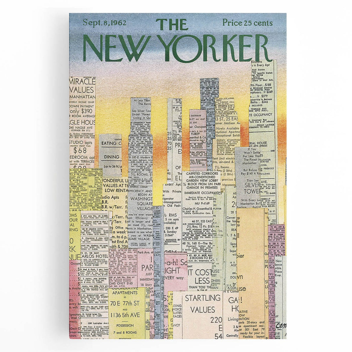 Vintage New Yorker Poster - Classic 1962 New York Adverts Wall Art