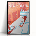 Vintage New Yorker Poster - 2014 Winter Scene with Sledding Family