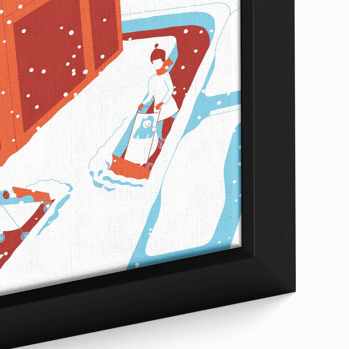 Vintage New Yorker Poster - 2014 Winter Scene with Sledding Family