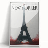 Eiffel Tower New Yorker Poster - 2015 Red Accent Paris Illustration Art