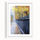 New Yorker Poster - 1968 Autumn Foliage & Iron Fence Urban Art