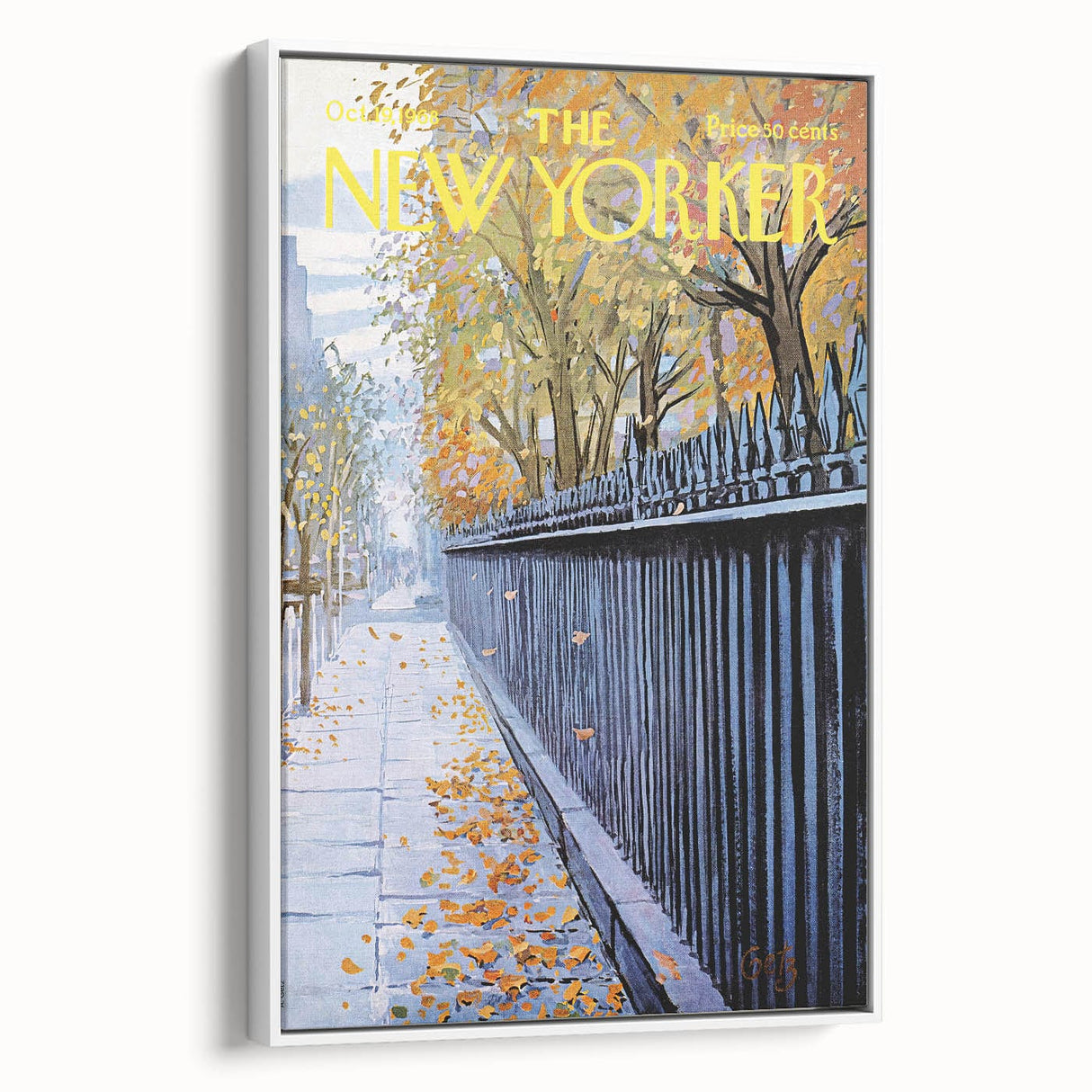 New Yorker Poster - 1968 Autumn Foliage & Iron Fence Urban Art