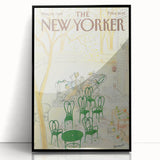 New Yorker Poster - 1985 Green Chairs and Garden Scene Illustration