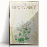 New Yorker Poster - 1985 Green Chairs and Garden Scene Illustration