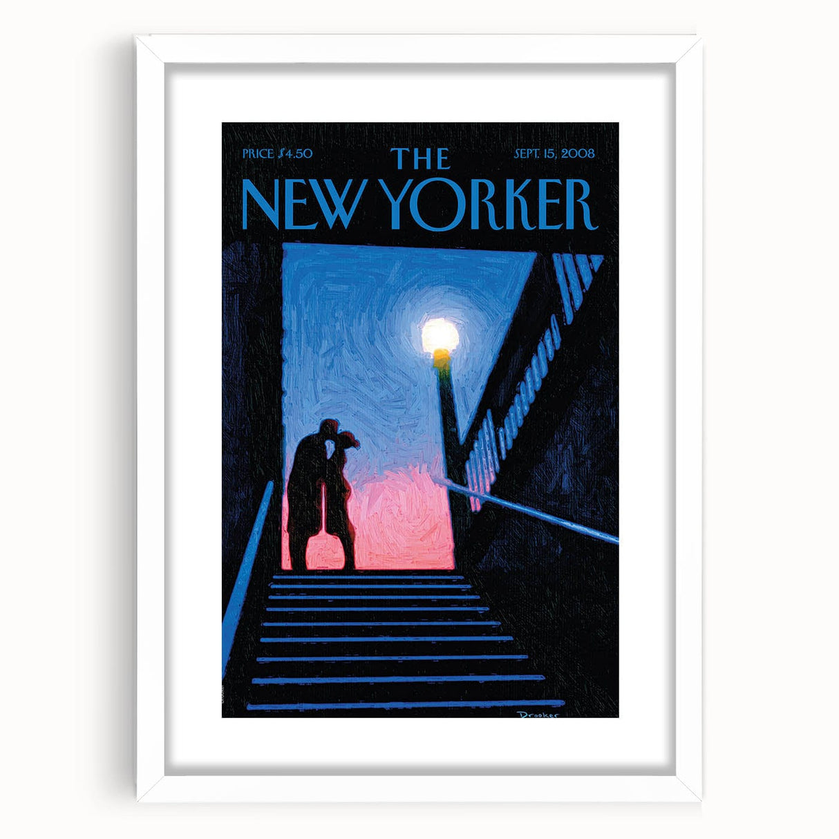 New Yorker Poster - 2008 Couple Embrace Under Streetlamp Art