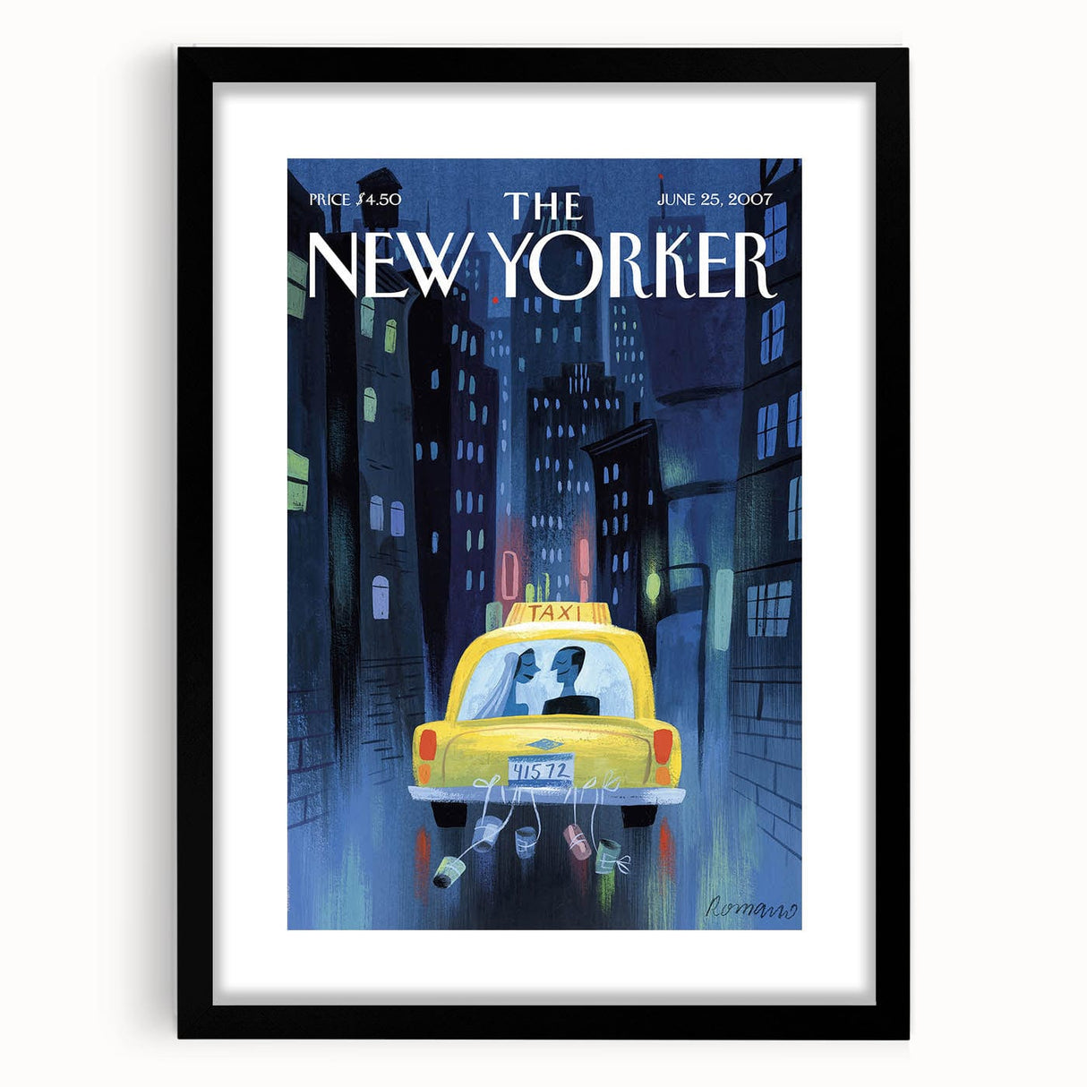 New Yorker Poster - 2007 Taxi Ride Wedding Night Art