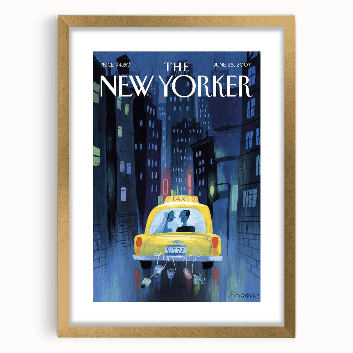 New Yorker Poster - 2007 Taxi Ride Wedding Night Art
