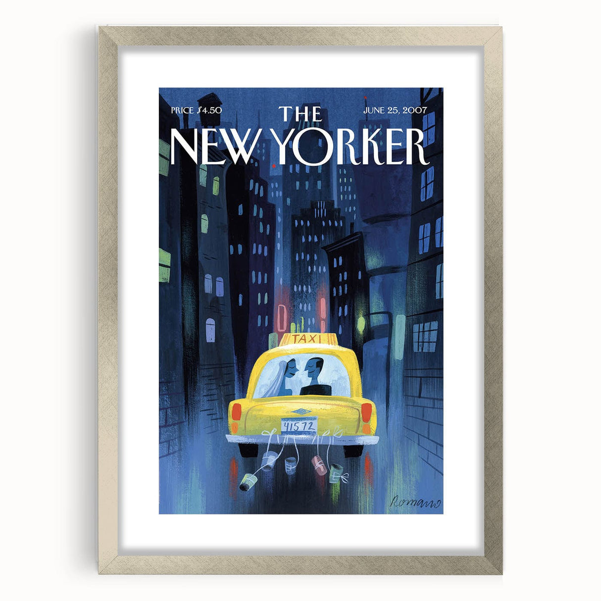 New Yorker Poster - 2007 Taxi Ride Wedding Night Art