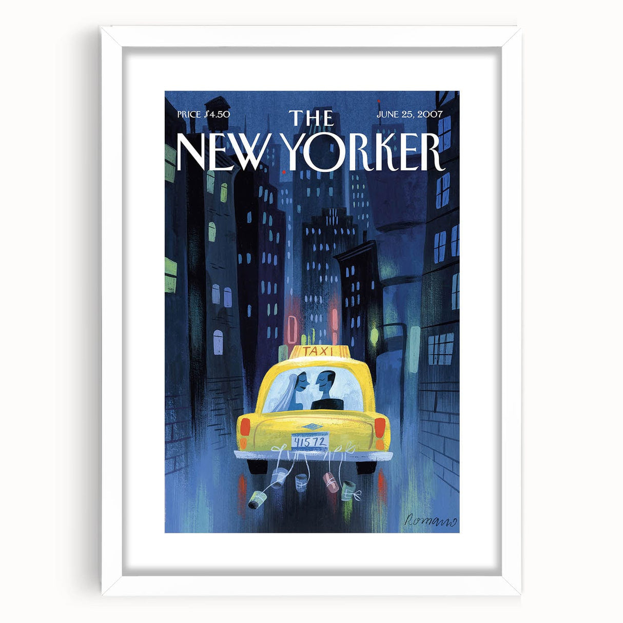 New Yorker Poster - 2007 Taxi Ride Wedding Night Art