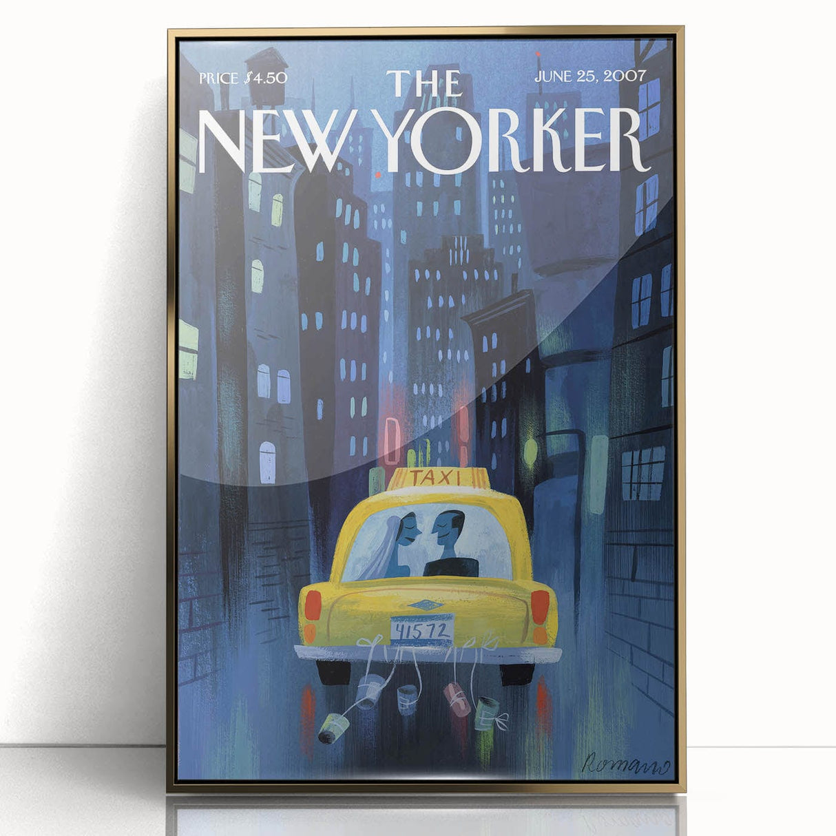 New Yorker Poster - 2007 Taxi Ride Wedding Night Art