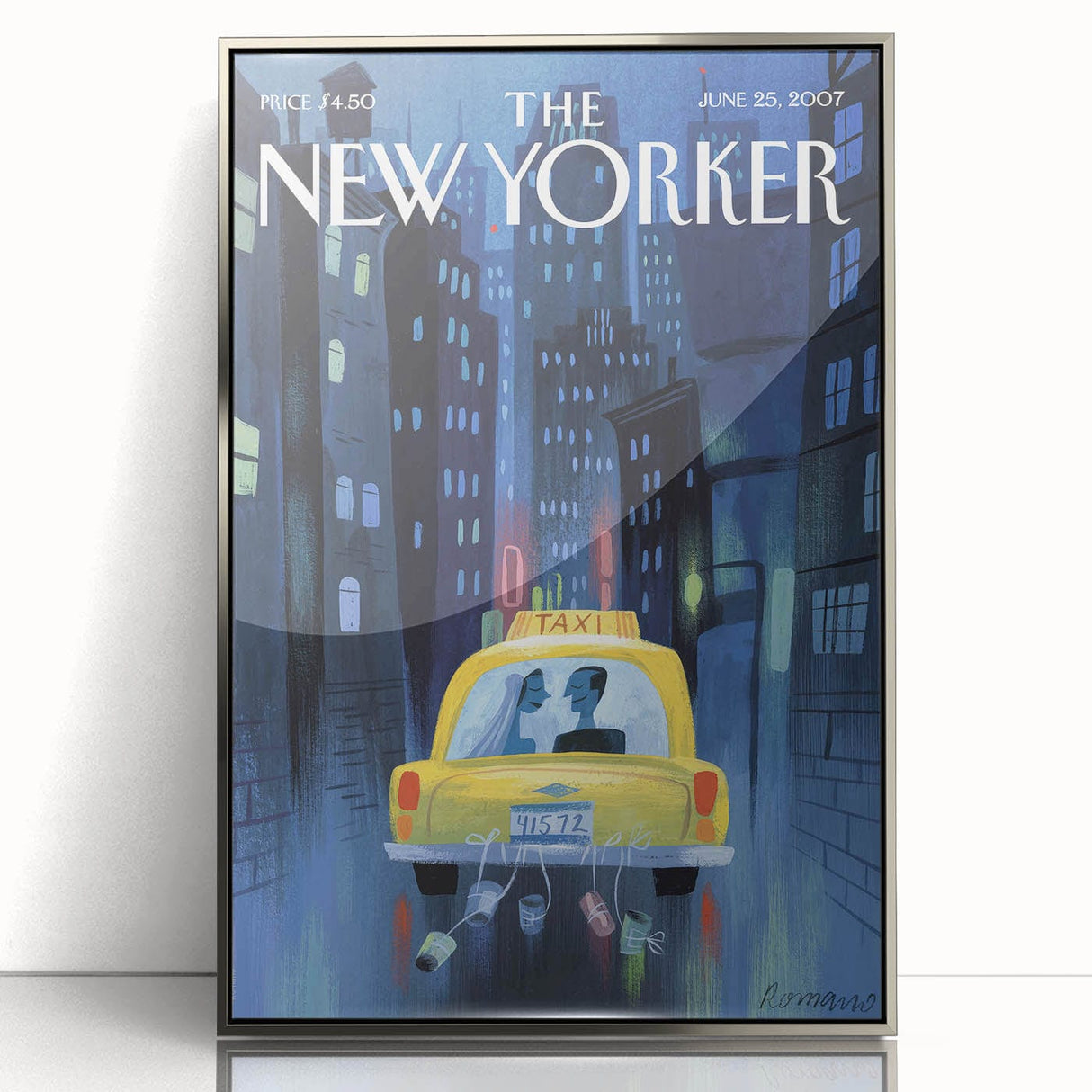 New Yorker Poster - 2007 Taxi Ride Wedding Night Art