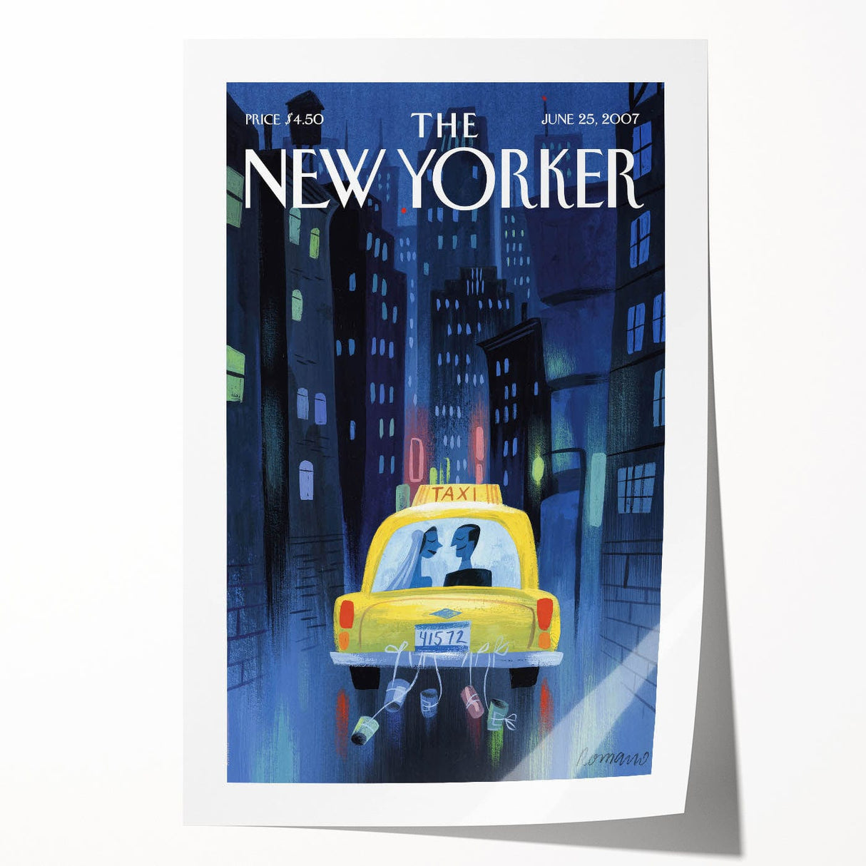 New Yorker Poster - 2007 Taxi Ride Wedding Night Art