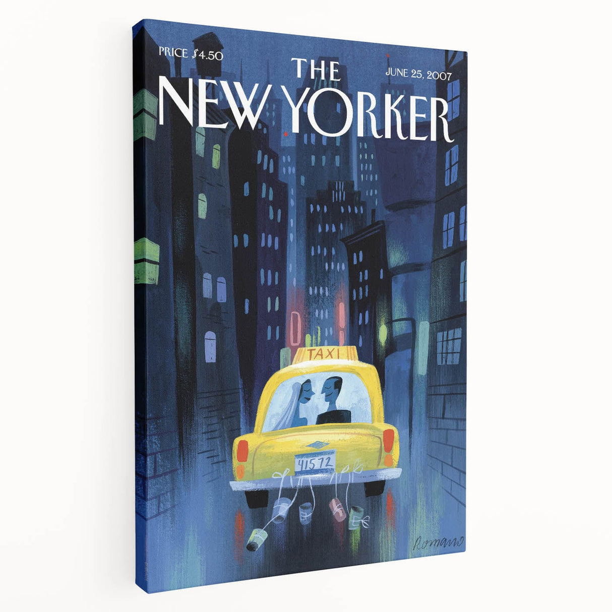 New Yorker Poster - 2007 Taxi Ride Wedding Night Art