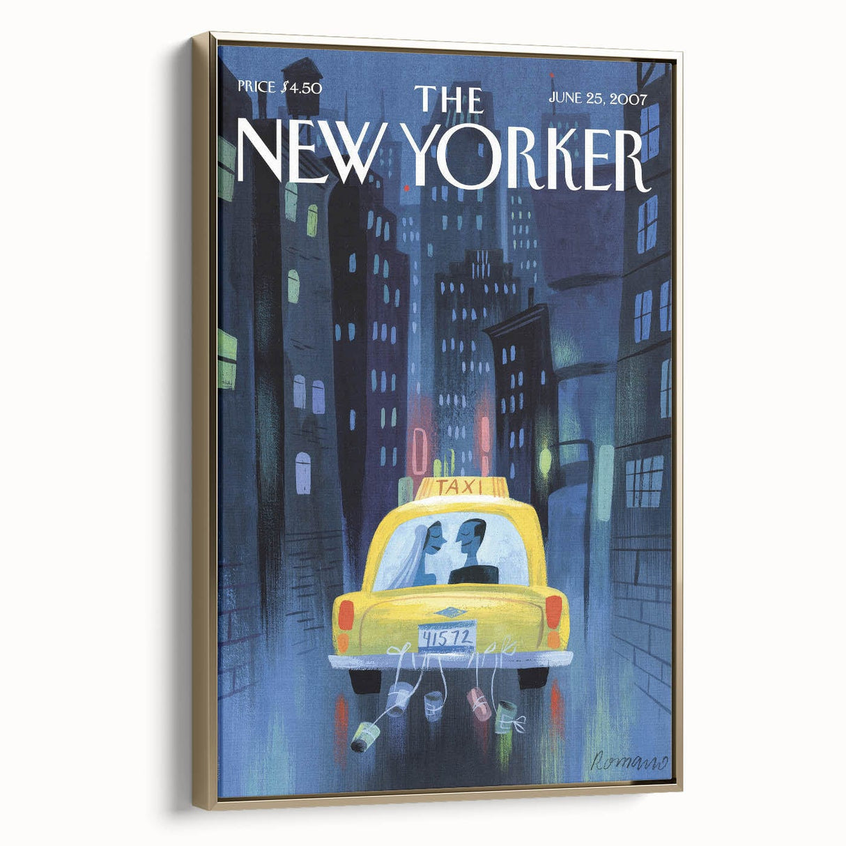 New Yorker Poster - 2007 Taxi Ride Wedding Night Art